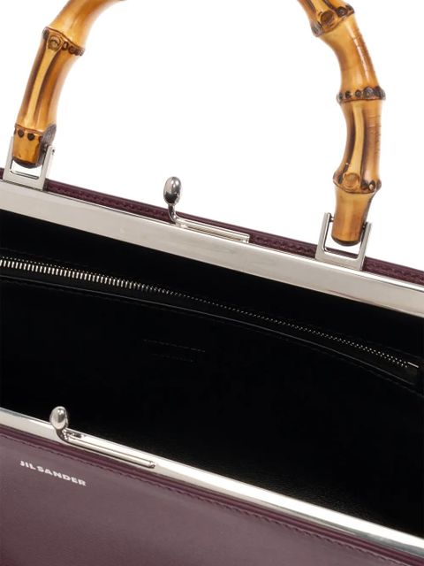 Jil Sander bamboo-handle leather tote bag - Red