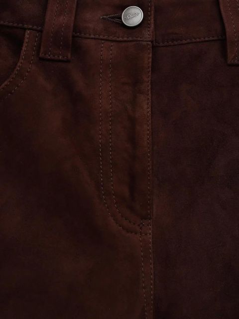 KHAITE straight suede trousers - Brown