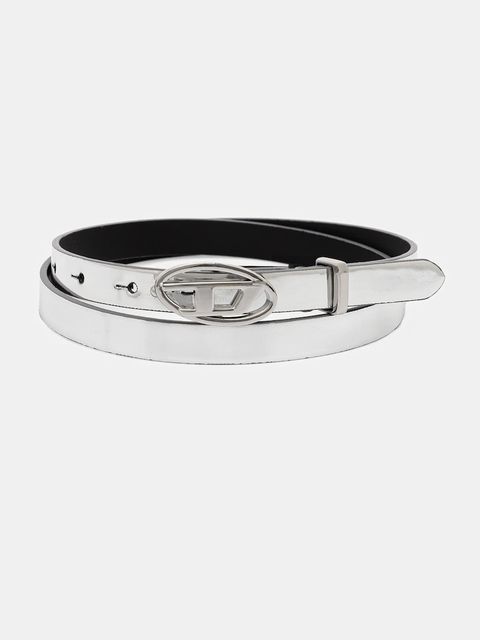 Diesel pasek skórzany OVAL D-LOGO B-1DR damski kolor srebrny X10538.P1660 - zdjęcie produktu nr 1