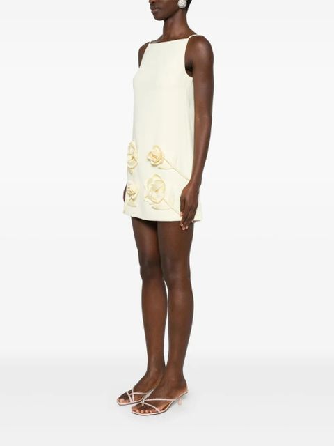 Self-Portrait flower-appliqué mini dress - Yellow