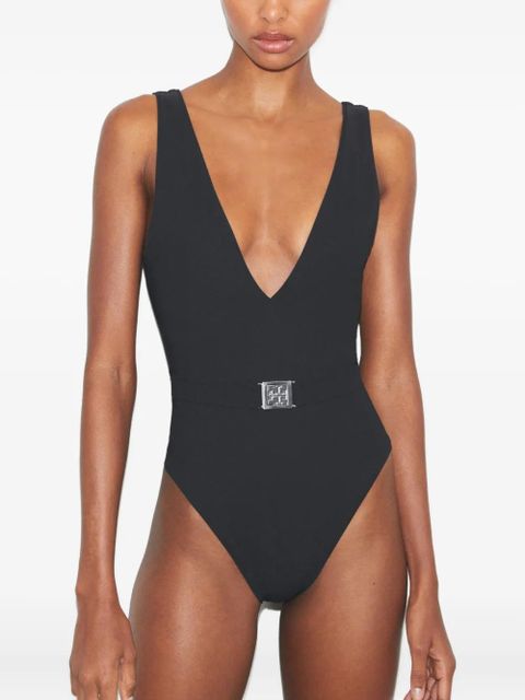 Tory Burch V-neck belted swimsuit - Black
