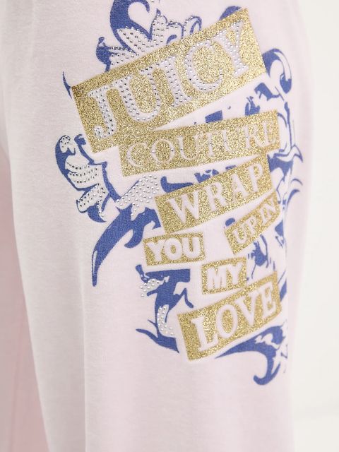 Juicy Couture spodnie dresowe welurowe Wrap You Up damskie kolor różowy z nadrukiem JCNBJ126452