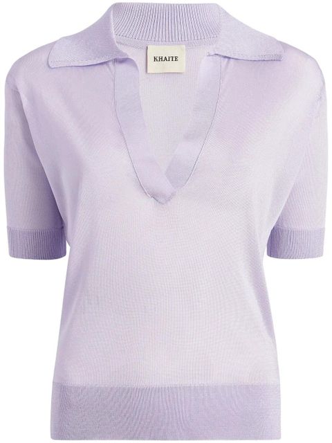 KHAITE The Julita V-neck polo top - Purple