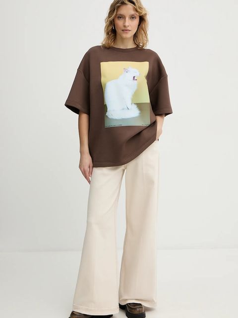 MUNTHE t-shirt RAPLOI damski kolor brązowy 254112525463 - zdjęcie produktu nr 2