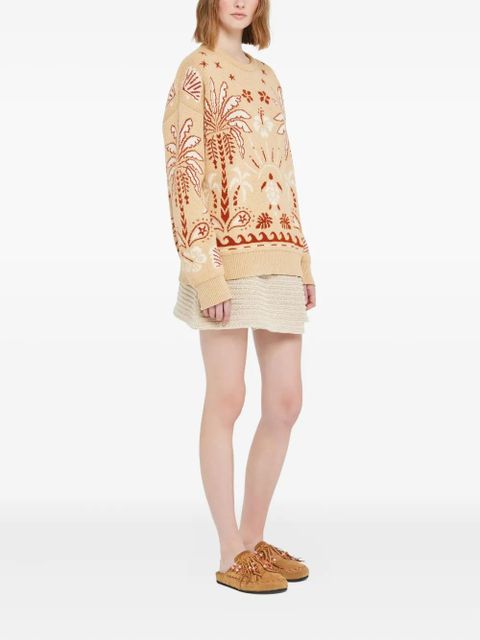 Alanui Echoes Of The Island palm-tree sweater - Neutrals