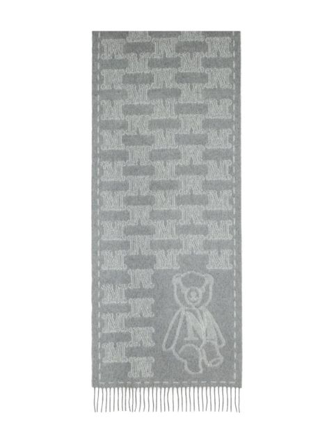 Max Mara jacquard-monogram cashmere scarf - Grey
