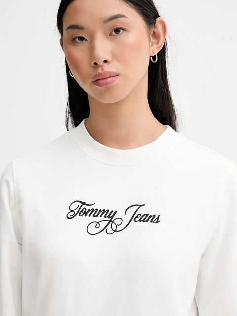 Tommy Jeans bluza bawełniana damska kolor biały z nadrukiem DW0DW21922