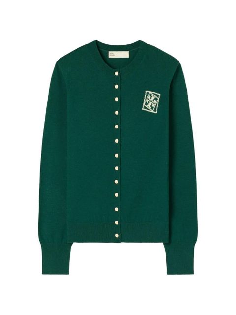 Tory Burch button emblem cardigan - Green - zdjęcie produktu nr 1
