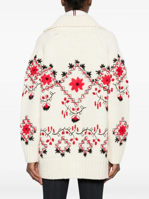 Moncler Grenoble floral-detail cardigan - Neutrals