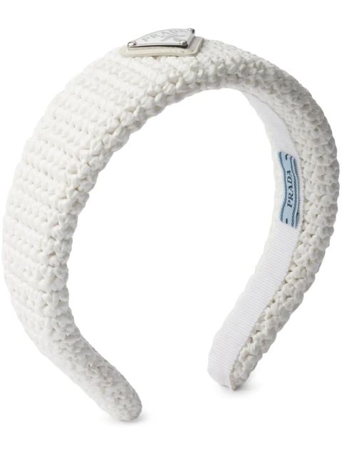 Prada logo-plaque crochet headband - White - zdjęcie produktu nr 1