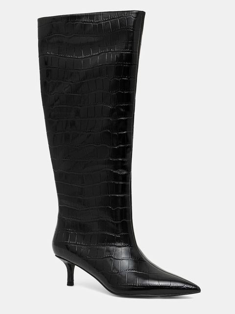 Answear.LAB kozaki skórzane kolor czarny na szpilce