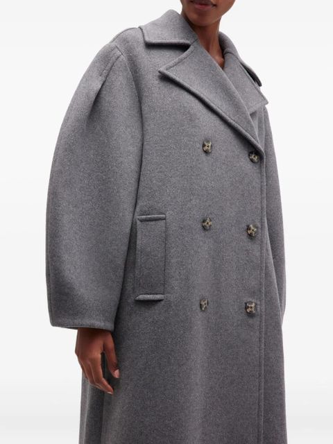 GANNI balloon-sleeves double-breasted coat - Grey