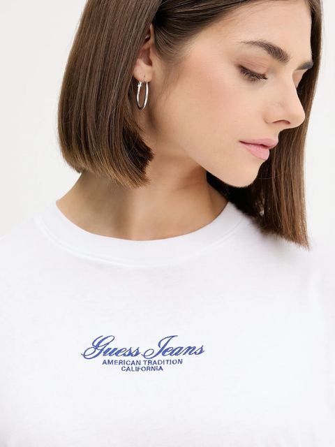 Guess Jeans t-shirt bawełniany damski kolor biały W5YI25 K8HM0