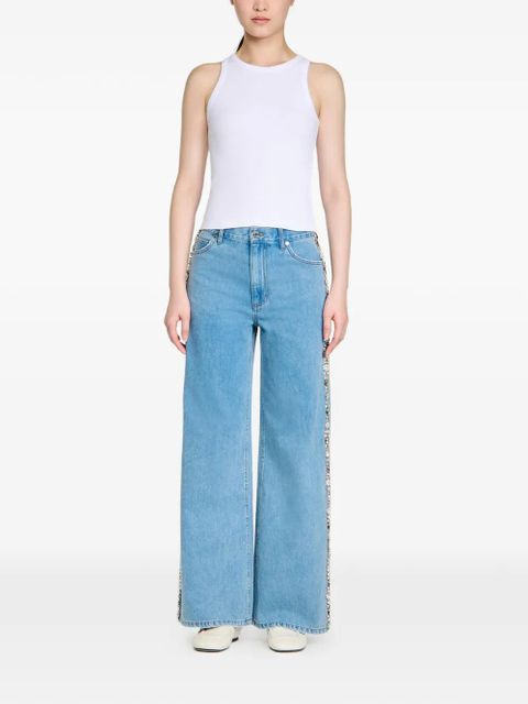 SANDRO rhinestone wide-leg jeans - Blue