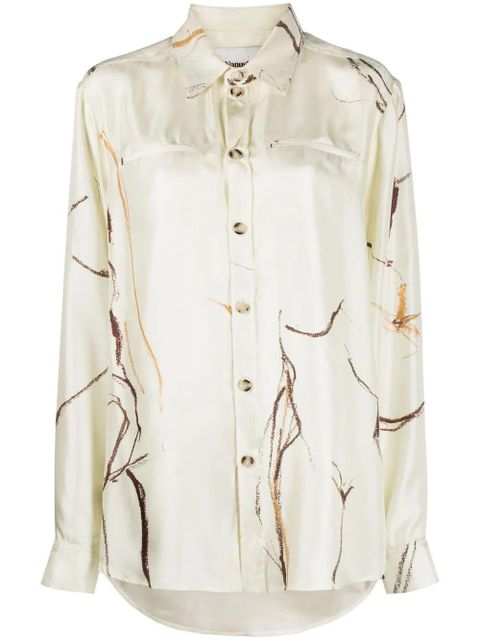 Nanushka oversize printed silk shirt - Neutrals - zdjęcie produktu nr 1