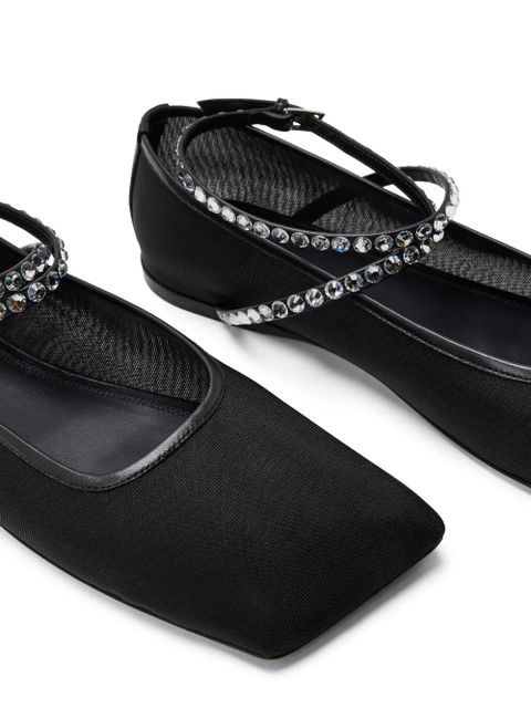 Amina Muaddi Ane crystal-embellished mesh ballerina shoes - Black