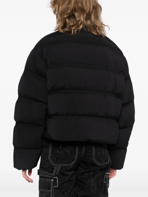 Alexander Wang reflective-logo cropped puffer jacket - Black