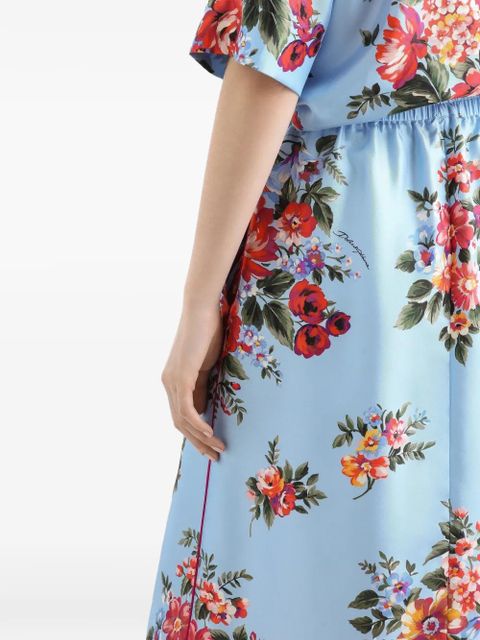 Dolce & Gabbana floral-print elasticated midi skirt - Blue