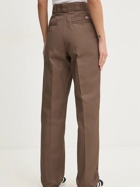 Dickies spodnie 874 damskie kolor brązowy proste high waist - zdjęcie produktu nr 2
