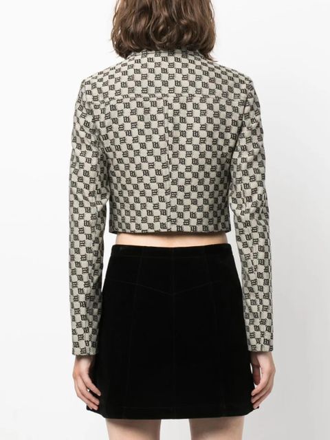 MISBHV cropped monogram-jacquard jacket - Neutrals - zdjęcie produktu nr 2