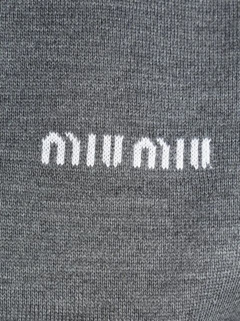 Miu Miu logo-intarsia shirtdress - Grey