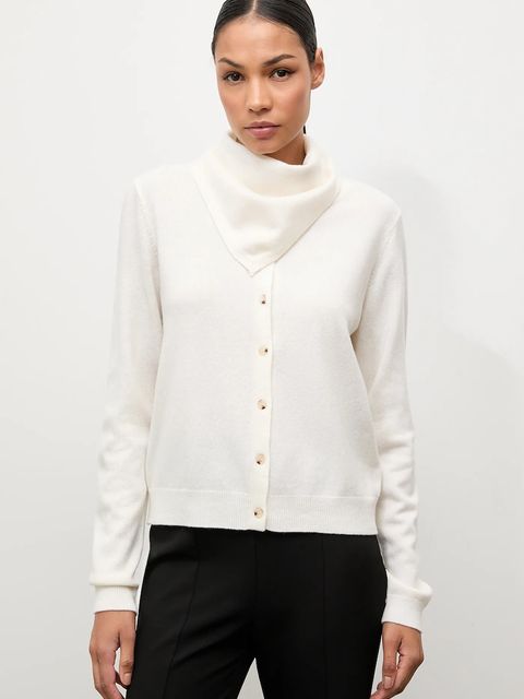 Answear.LAB kardigan z wełny merino z apaszką damski kolor beżowy lekki - zdjęcie produktu nr 1