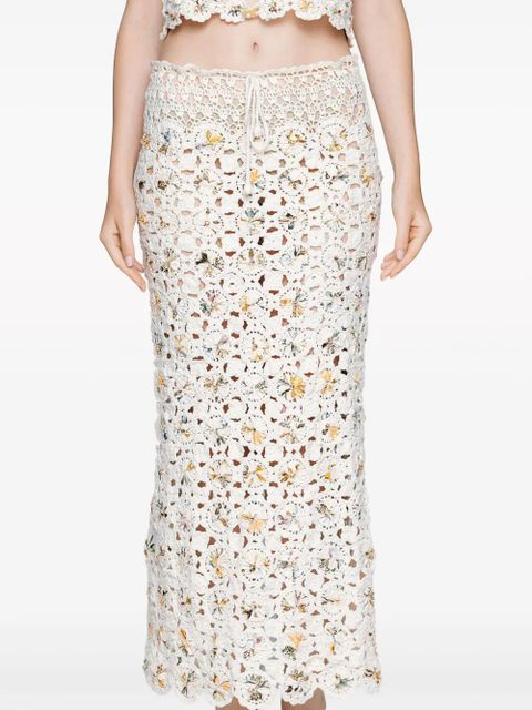 Agua By Agua Bendita Arroyo Caracola crochet-knit skirt - White