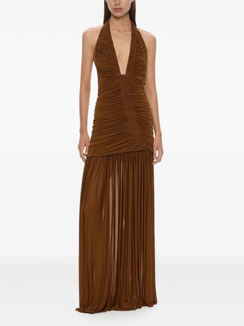 Christopher Esber Orion halterneck ruched gown - Brown - zdjęcie produktu nr 1
