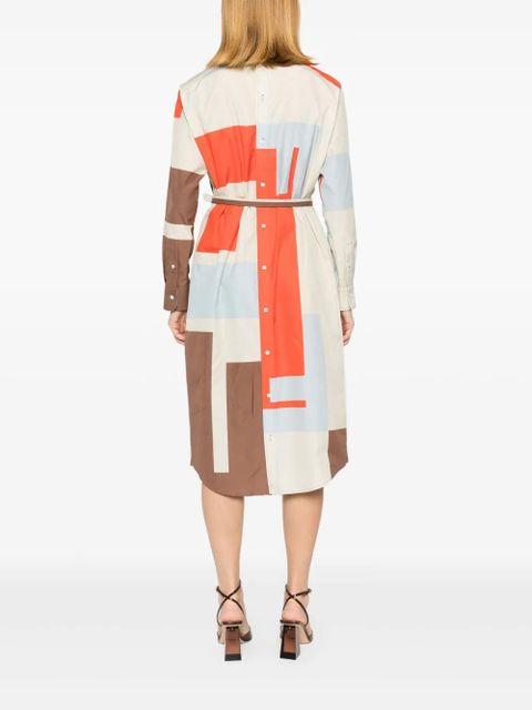 FENDI FF Puzzle-print cotton shirt dress - Neutrals