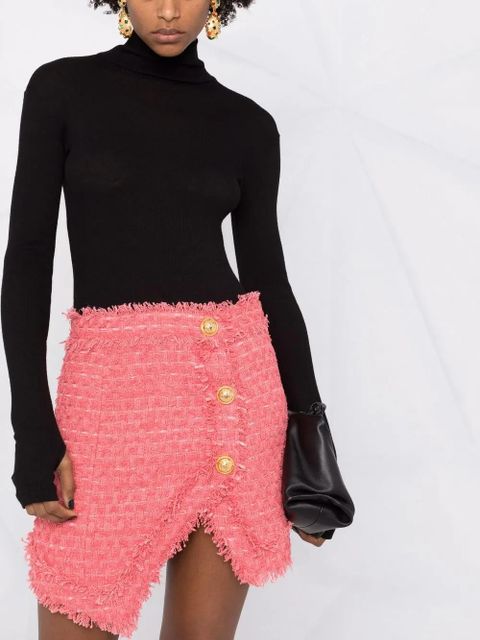 Balmain textured-tweed mini skirt - Pink