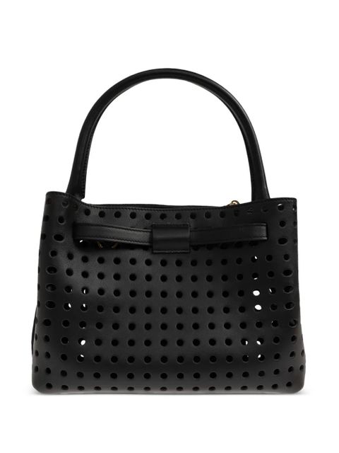 Tod's perforated buckled leather tote bag - Black