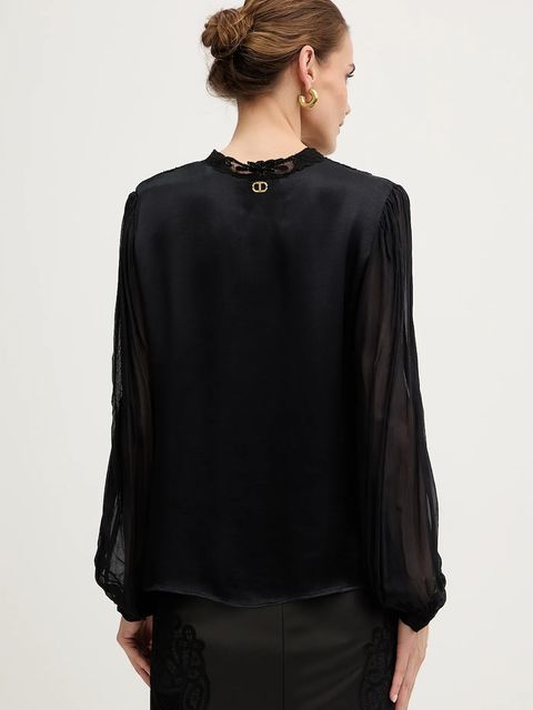 Twinset bluzka damska kolor czarny gładka 252TT2243