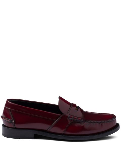 Prada brushed-leather loafers - Red - zdjęcie produktu nr 1