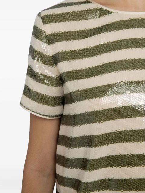 Zadig&Voltaire Tchao sequin stripe T-shirt - Green