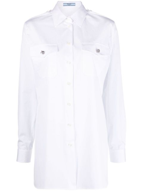 Prada crystal-button cotton shirt - White - zdjęcie produktu nr 1