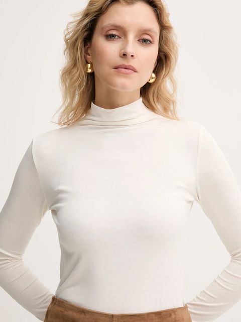 Marella longsleeve Emme by Marella kolor beżowy z golfem 2525946031200 - zdjęcie produktu nr 2