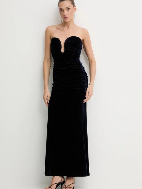 Bardot sukienka ELVIRA kolor granatowy maxi dopasowana 59692DB