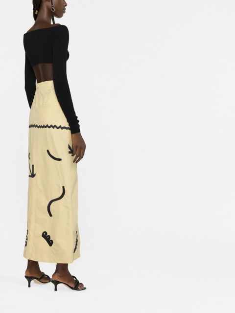 Nanushka motif-print high-slit midi skirt - Neutrals - zdjęcie produktu nr 2