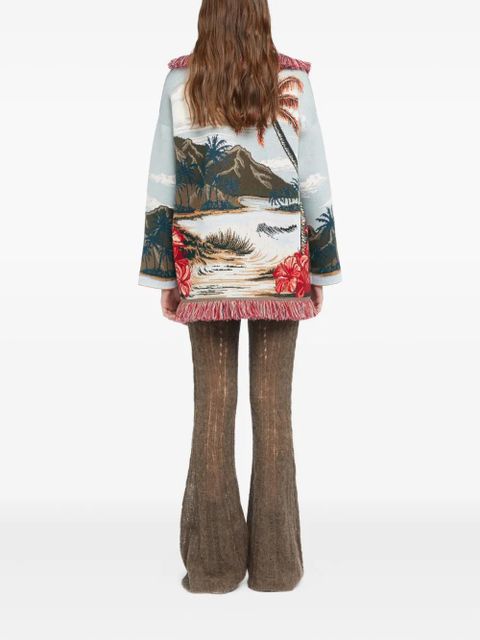 Alanui Hidden Bay fringed cardigan - Blue