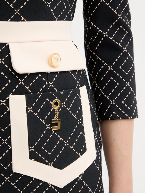 Elisabetta Franchi sukienka kolor czarny mini prosta ABS0156E2