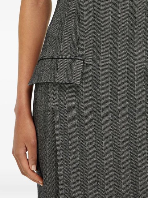 Ferragamo herringbone square-neck midi dress - Grey
