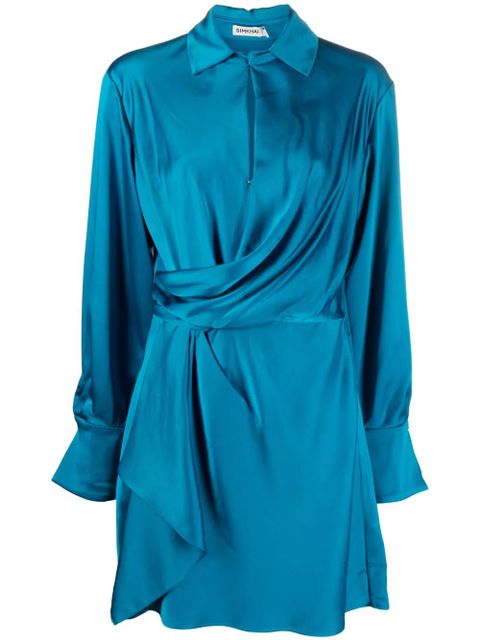 Simkhai Talid draped satin minidress - Blue - zdjęcie produktu nr 1