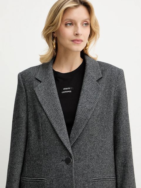 Armani Exchange marynarka z dodatkiem wełny kolor szary jednorzędowa wzorzysta XW000693 AF16146