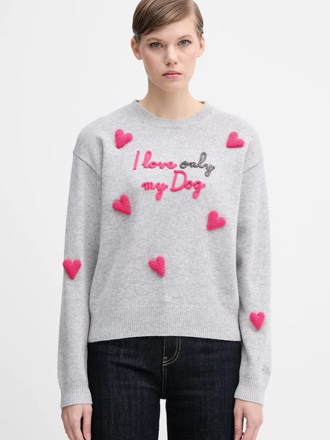 MC2 Saint Barth sweter z dodatkiem wełny damski kolor szary LOUI004 - zdjęcie produktu nr 1