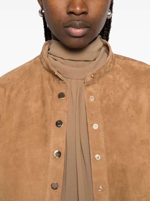 Nour Hammour Lucien long-sleeve suede jacket - Neutrals