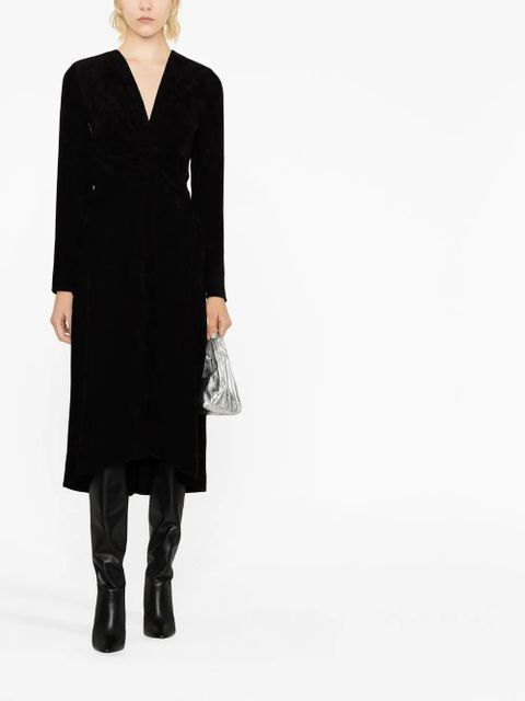 ISABEL MARANT long-sleeved V-neck midi dress - Black
