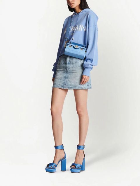 Balmain Roman-rubber-logo-cropped-hoodie - Blue