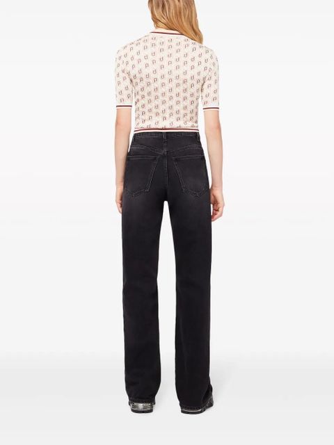 Rabanne monogram-jacquard short-sleeve top - Neutrals