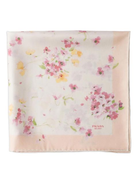 Prada floral-print silk scarf - Neutrals