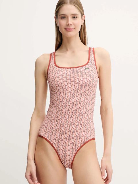 Lacoste jednoczęściowy strój kąpielowy kolor pomarańczowy miękka miseczka MF9608